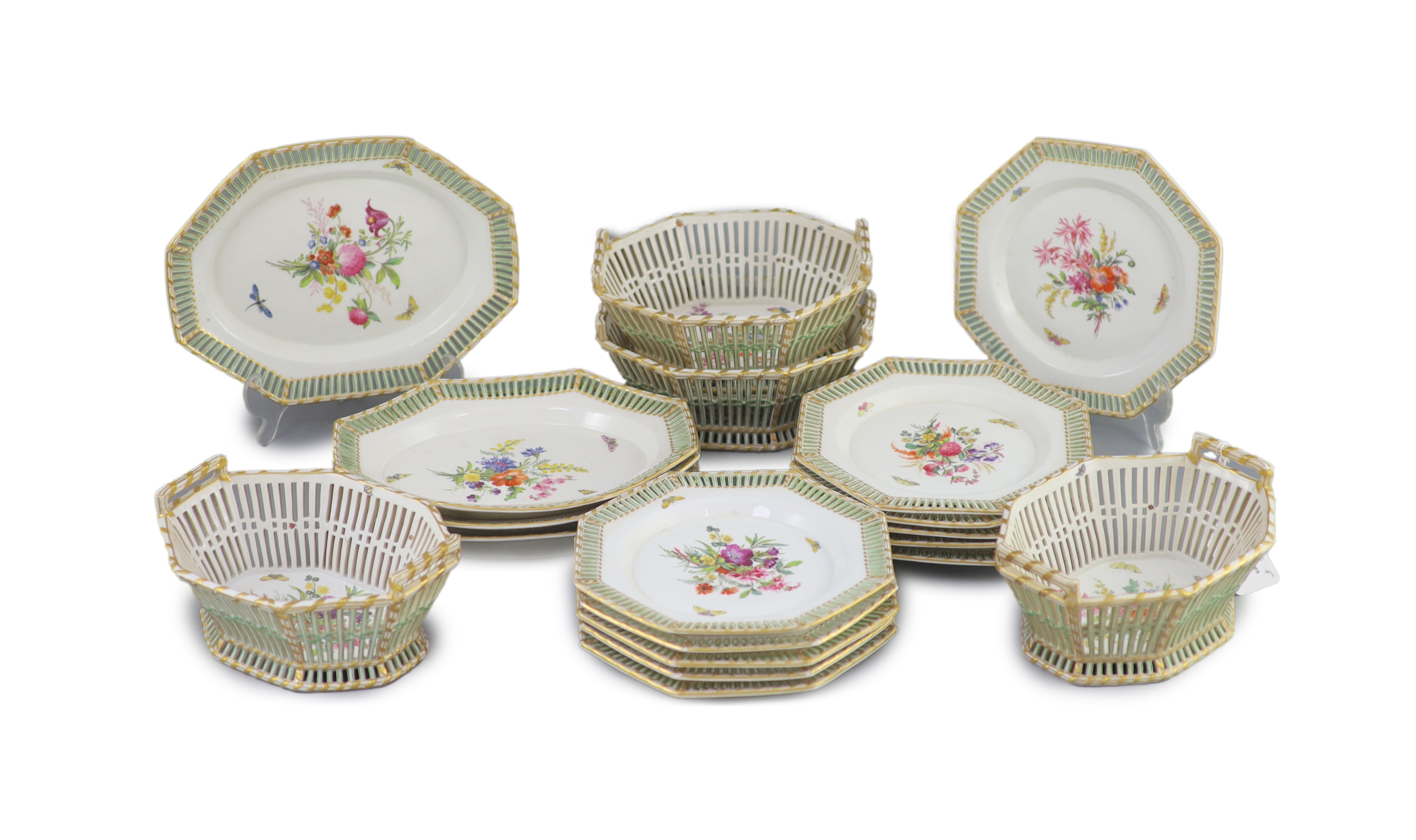 A Berlin porcelain dessert service, mid 19th century